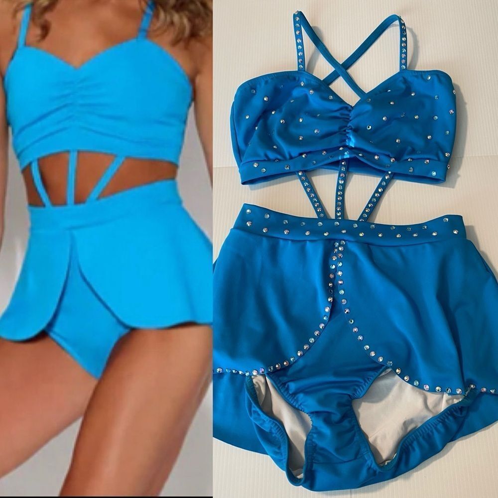 Kelle solo dance costume aqua blue custom sassy jazz 2907 Pretty Girls MA
